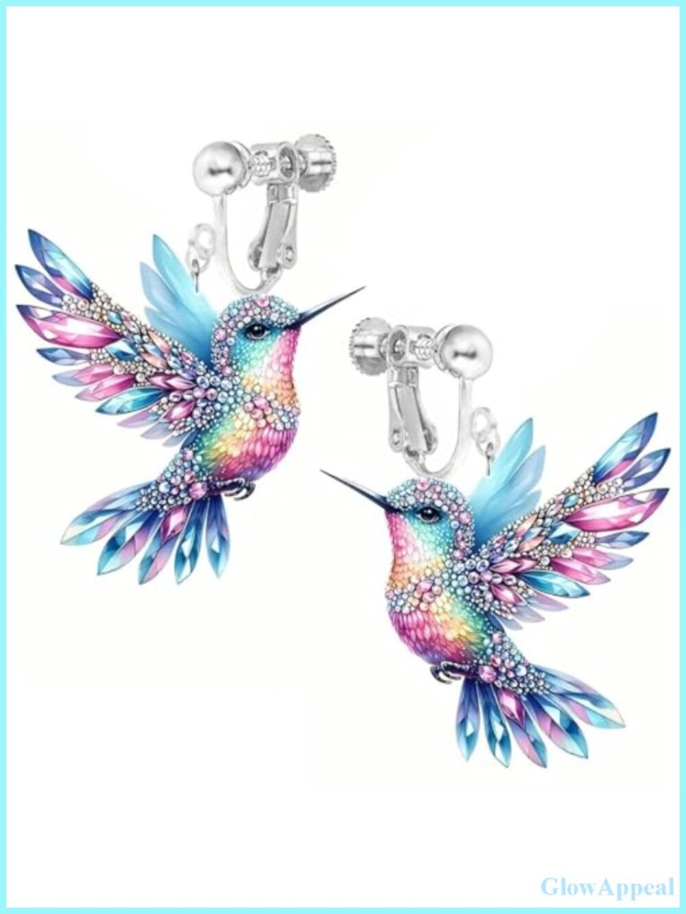 Clip On Hummingbird Earrings for Women Non Pierced Dangle 925 Sterling Silver